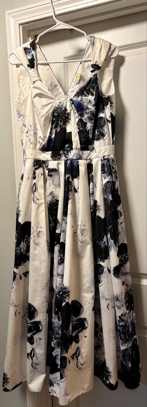 A McQueen Poplin Fit and Flare 
Chiaroscuro ink midi Dress Quiet Luxury Italy